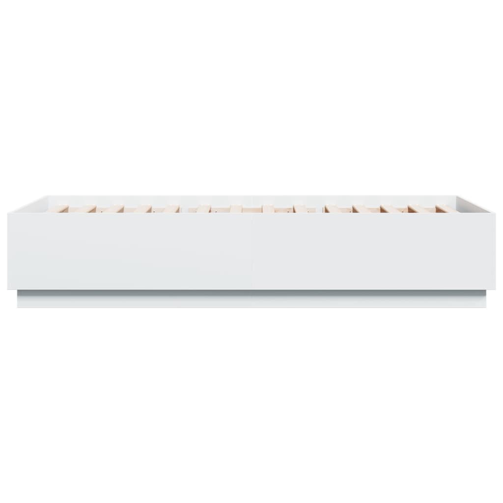 Okvir za krevet s LED svjetlima bijeli 100 x 200 cm drveni