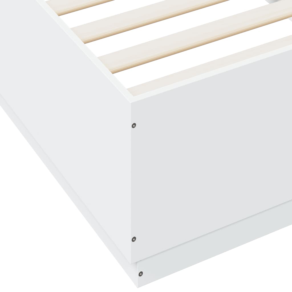 Okvir za krevet s LED svjetlima bijeli 100 x 200 cm drveni
