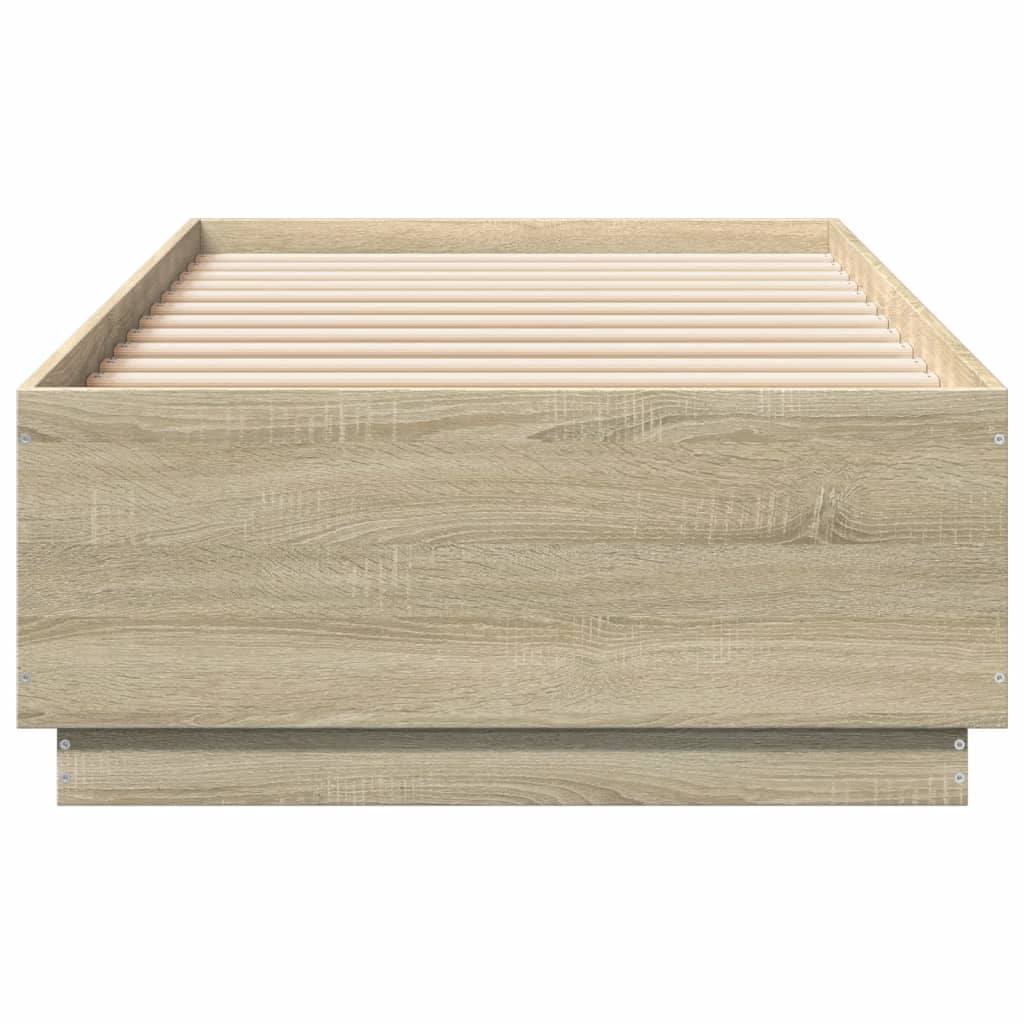 Okvir za krevet s LED svjetlima boja hrasta 100 x 200 cm drveni
