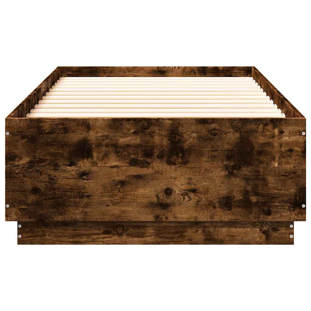 Okvir za krevet s LED svjetlima boja hrasta 100 x 200 cm drveni