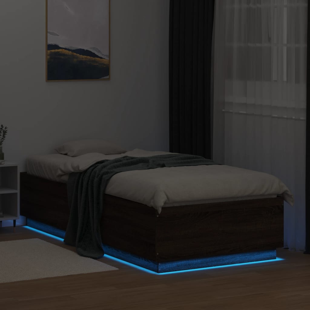 Okvir za krevet s LED svjetlima boja hrasta 100 x 200 cm drveni