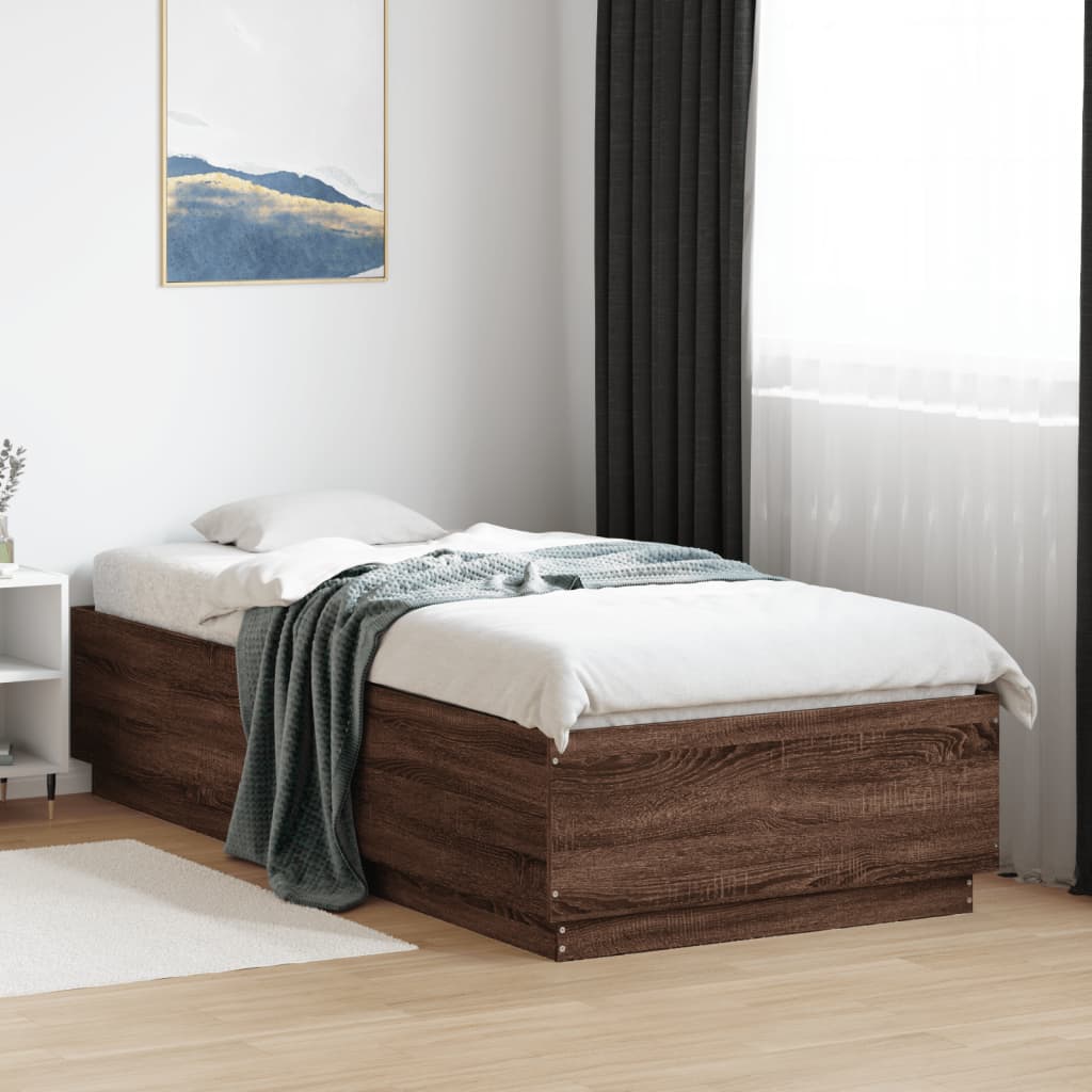 Okvir za krevet s LED svjetlima boja hrasta 100 x 200 cm drveni