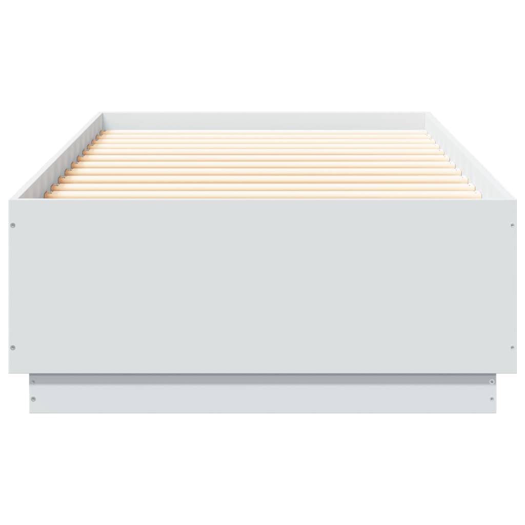 Okvir za krevet s LED svjetlima bijeli 90 x 200 cm drveni