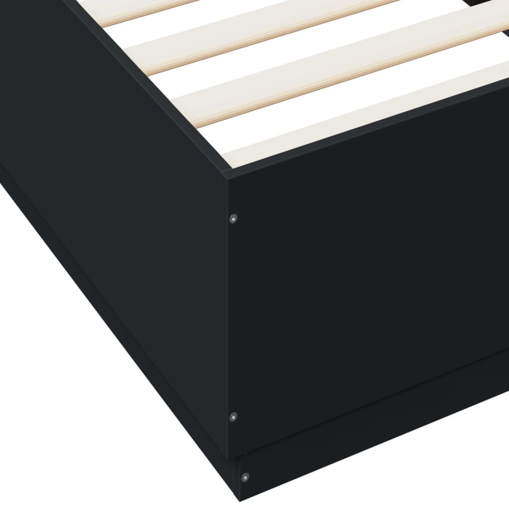 Okvir za krevet s LED svjetlima crni 90 x 200 cm drveni