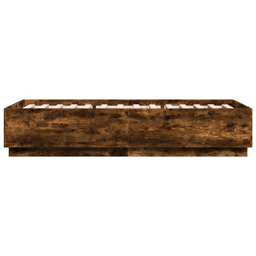 Okvir za krevet s LED svjetlima boja hrasta 90 x 200 cm drveni