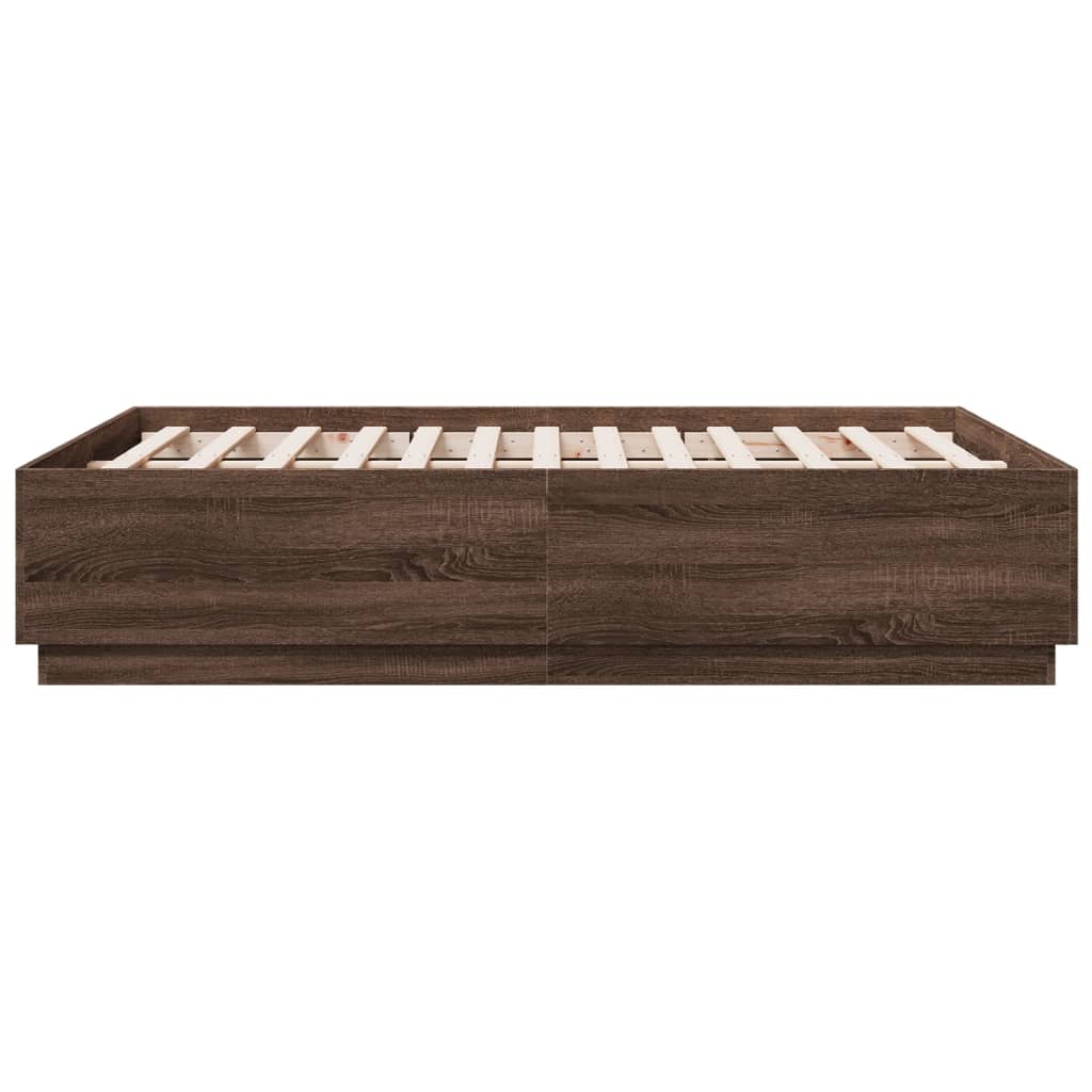 Okvir za krevet s LED svjetlima boja hrasta 140 x 190 cm drveni