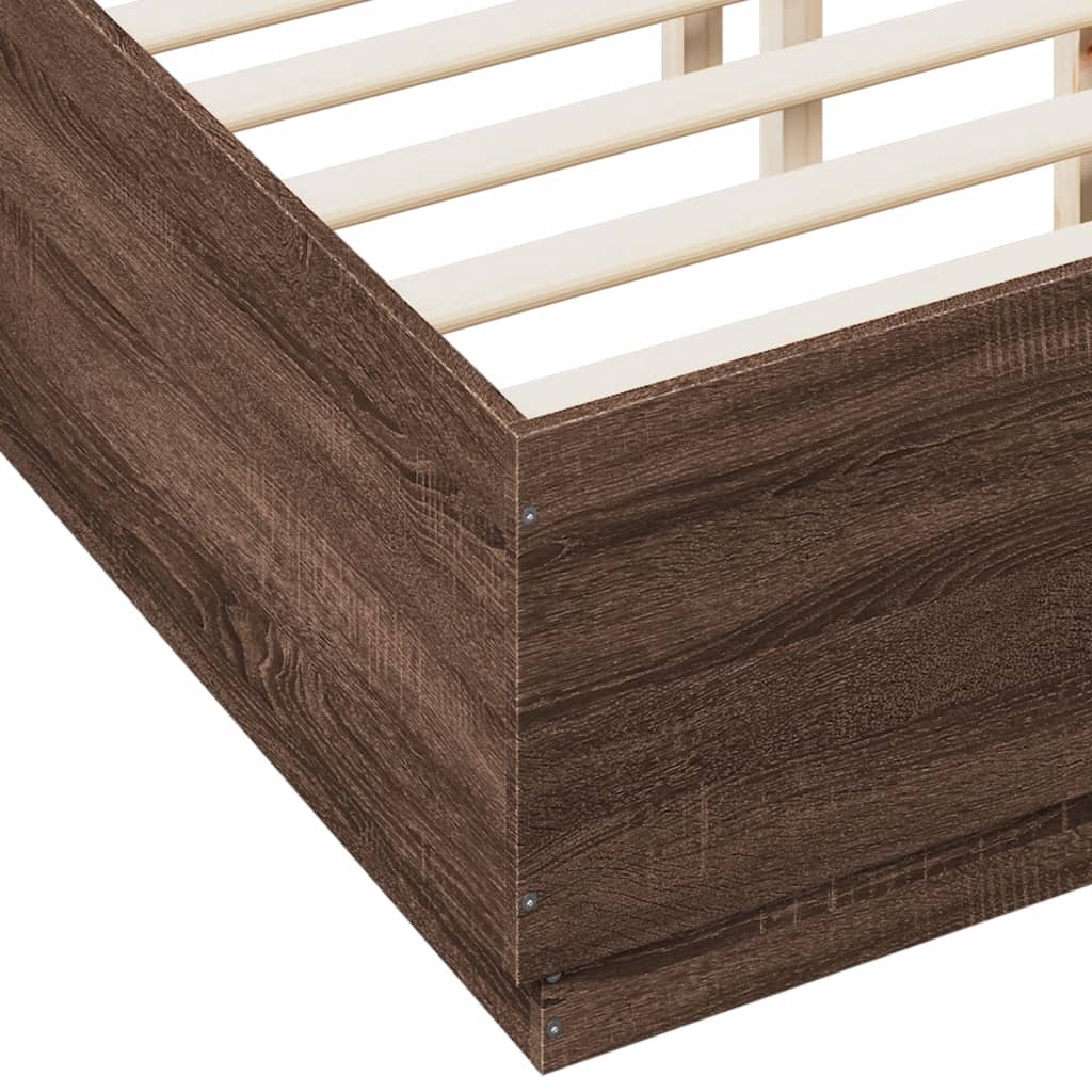 Okvir za krevet s LED svjetlima boja hrasta 140 x 190 cm drveni