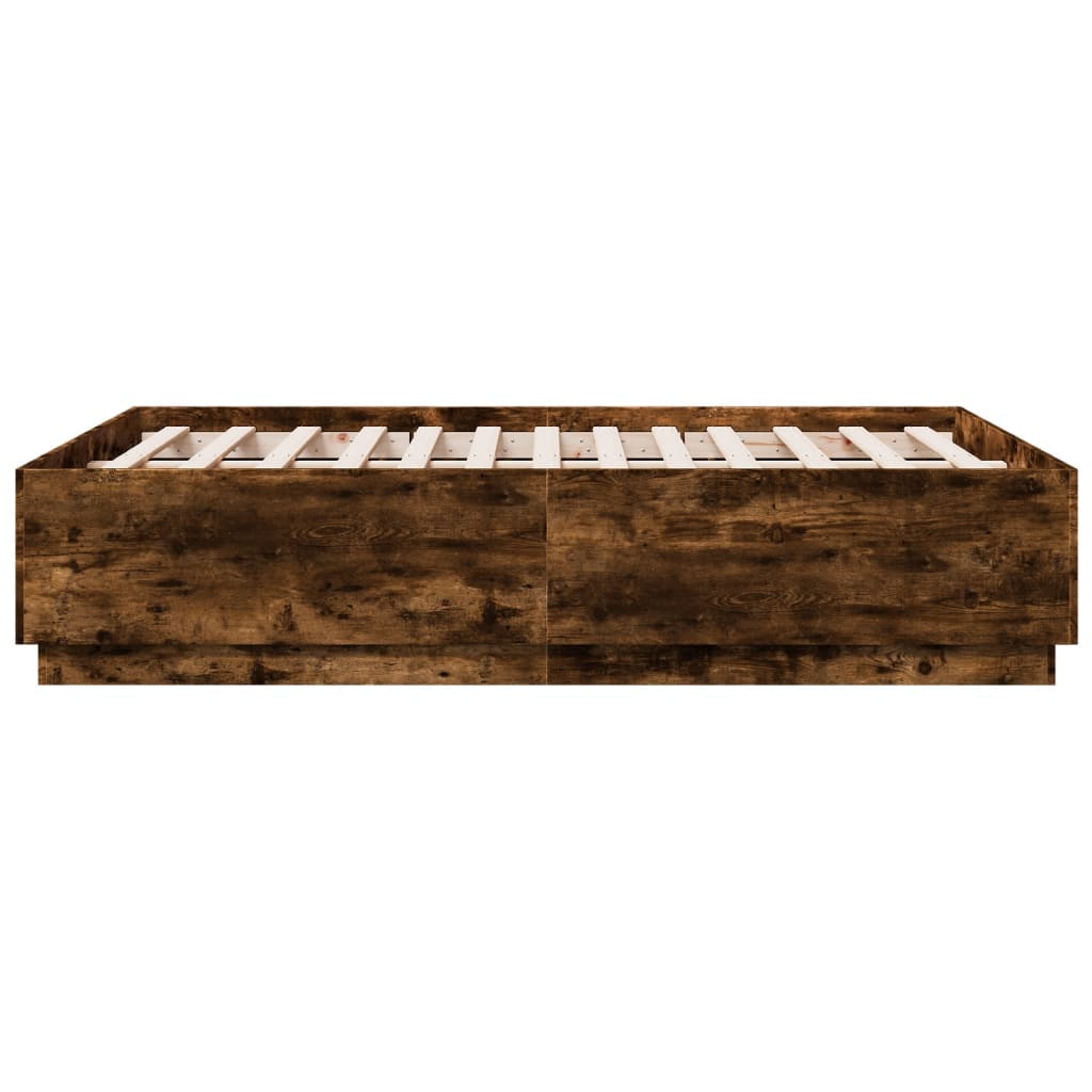 Okvir za krevet s LED svjetlima boja hrasta 135 x 190 cm drveni