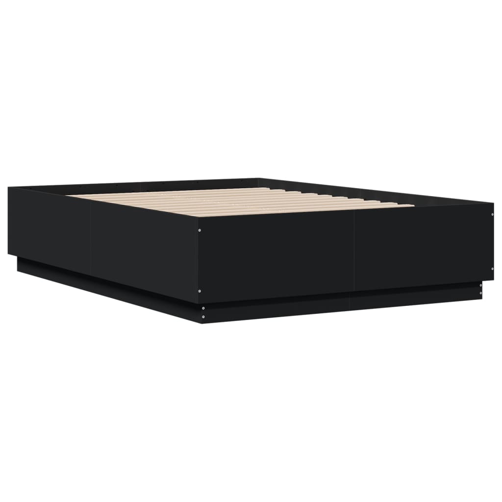 Okvir za krevet s LED svjetlima crni 120 x 190 cm drveni