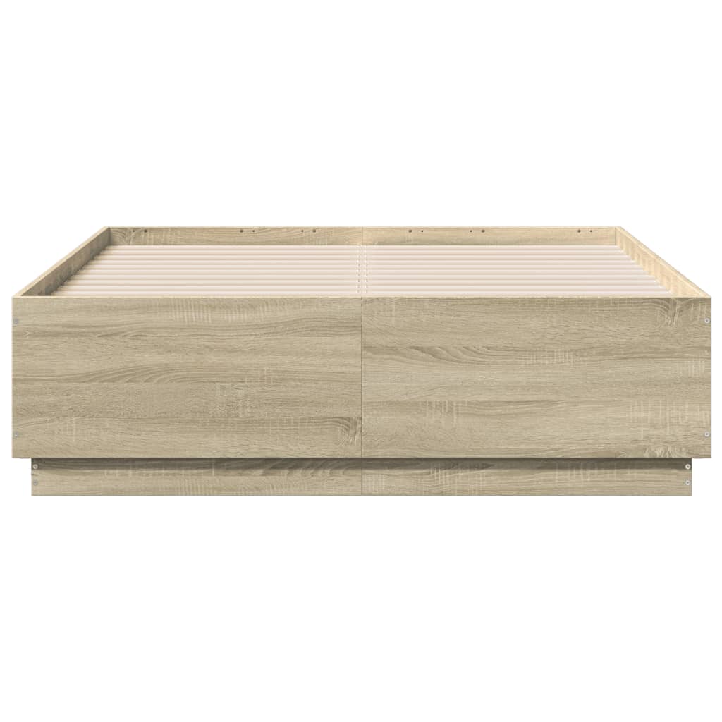 Okvir za krevet s LED svjetlima boja hrasta 120 x 190 cm drveni