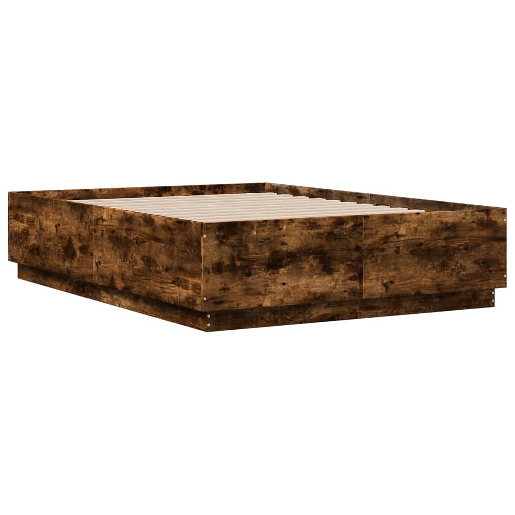Okvir za krevet s LED svjetlima boja hrasta 120 x 190 cm drveni