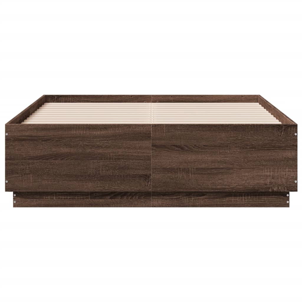 Okvir za krevet s LED svjetlima boja hrasta 120 x 190 cm drveni