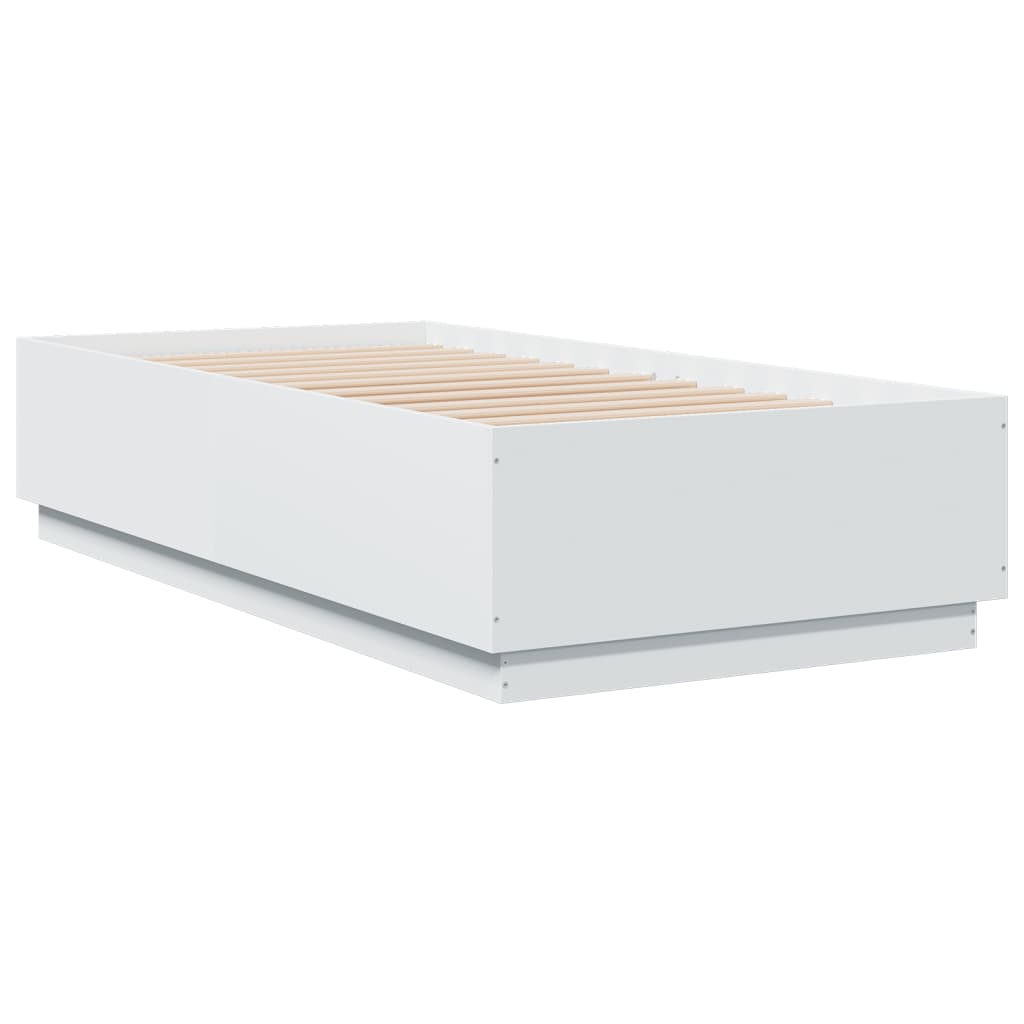 Okvir za krevet s LED svjetlima bijeli 90 x 190 cm drveni