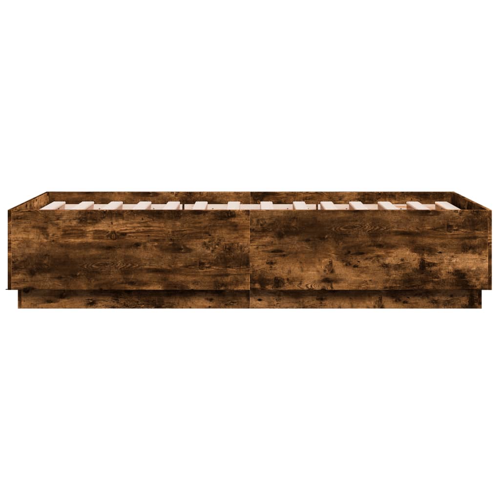 Okvir za krevet s LED svjetlima boja hrasta 90 x 190 cm drveni