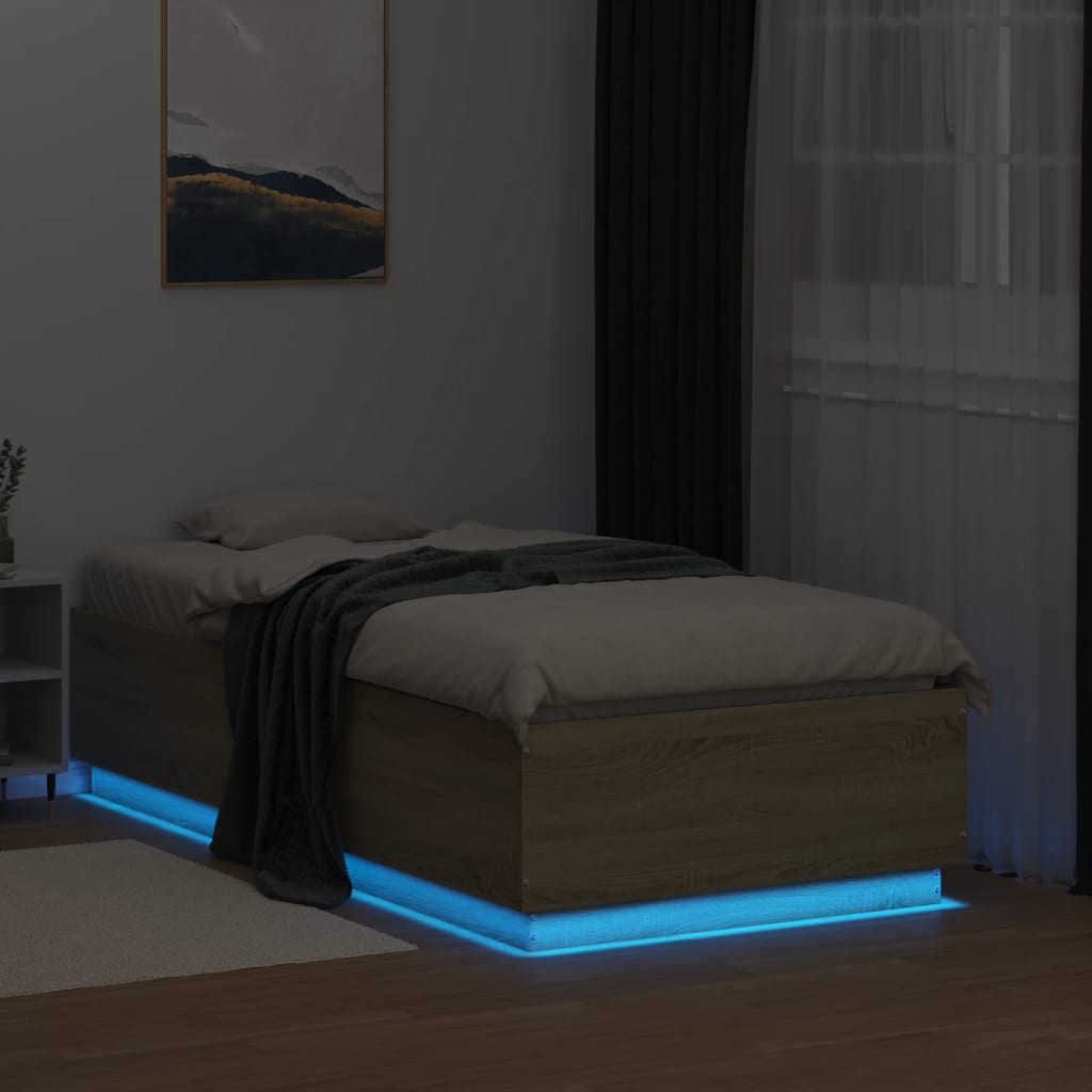 Okvir za krevet s LED svjetlima 75x190 cm od konstruiranog drva