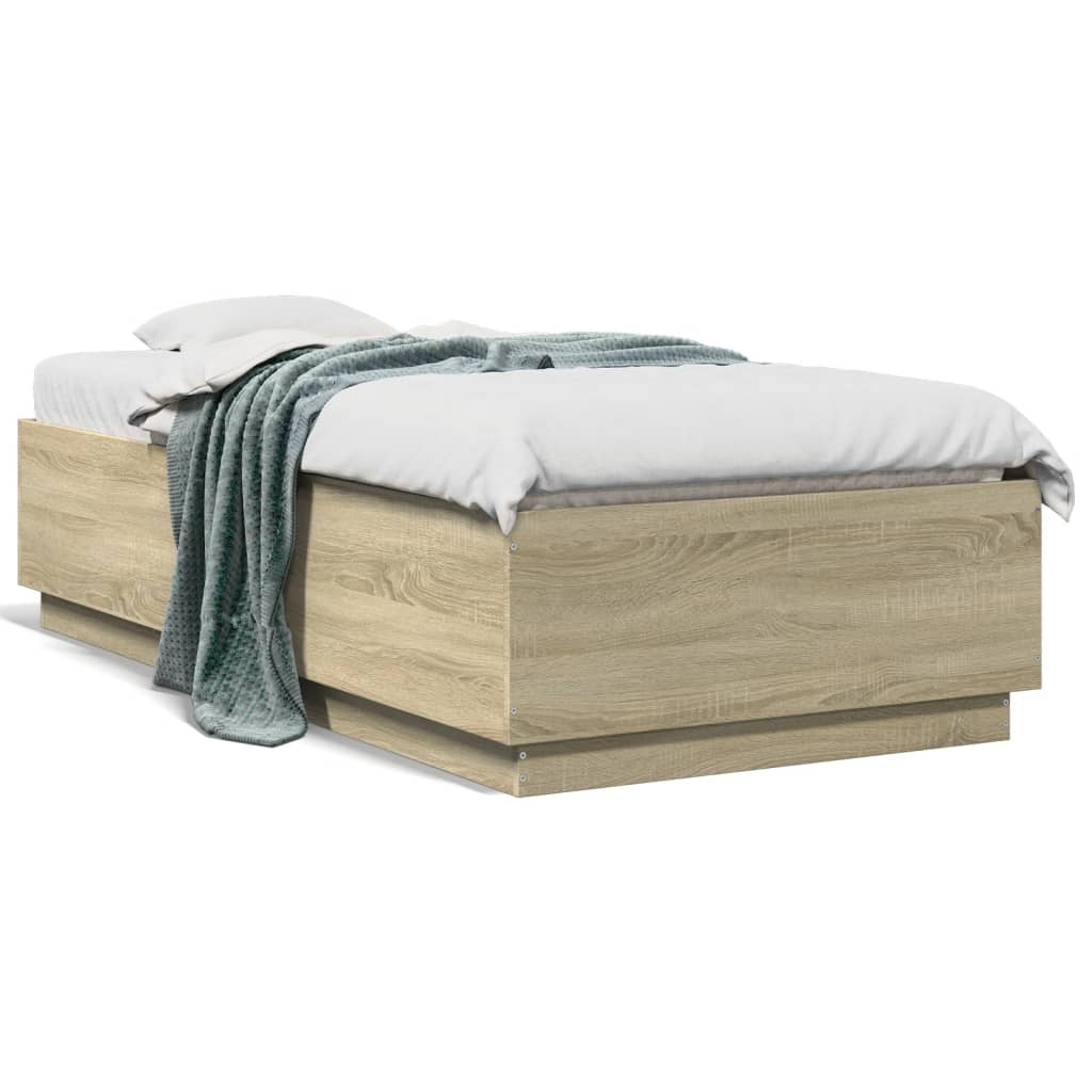 Okvir za krevet s LED svjetlima 75x190 cm od konstruiranog drva