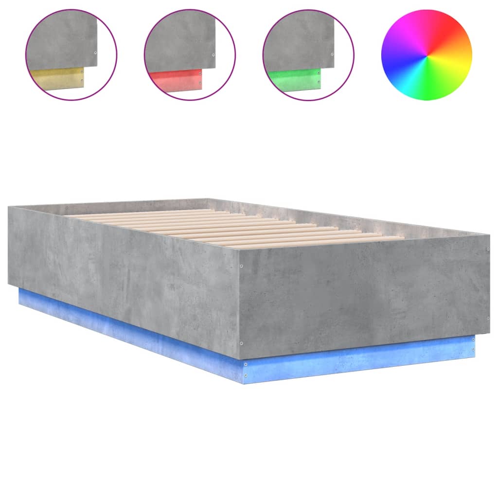 Okvir kreveta s LED svjetlima 75x190 cm od konstruiranog drva