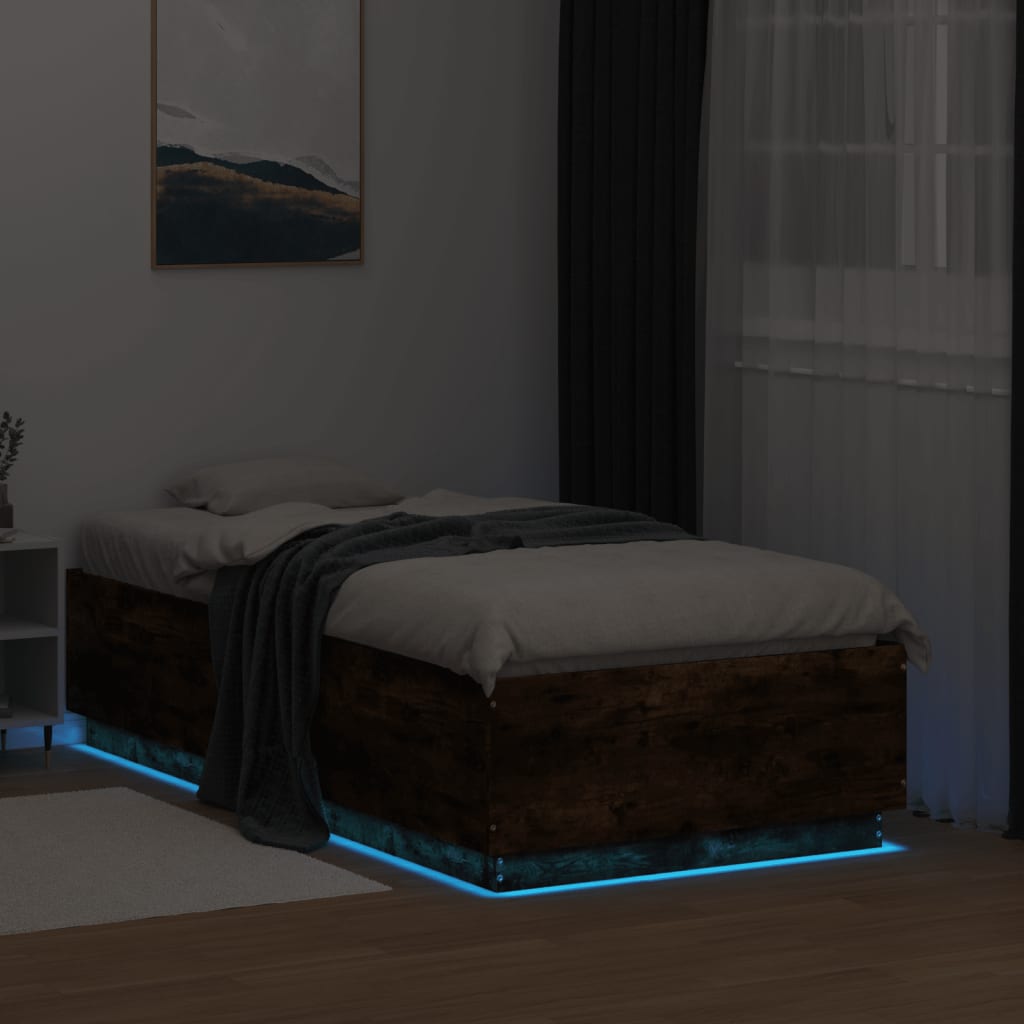 Okvir za krevet s LED svjetlima 75x190 cm od konstruiranog drva