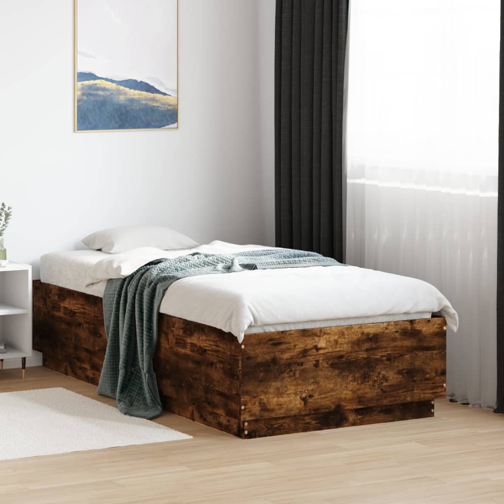 Okvir za krevet s LED svjetlima 75x190 cm od konstruiranog drva