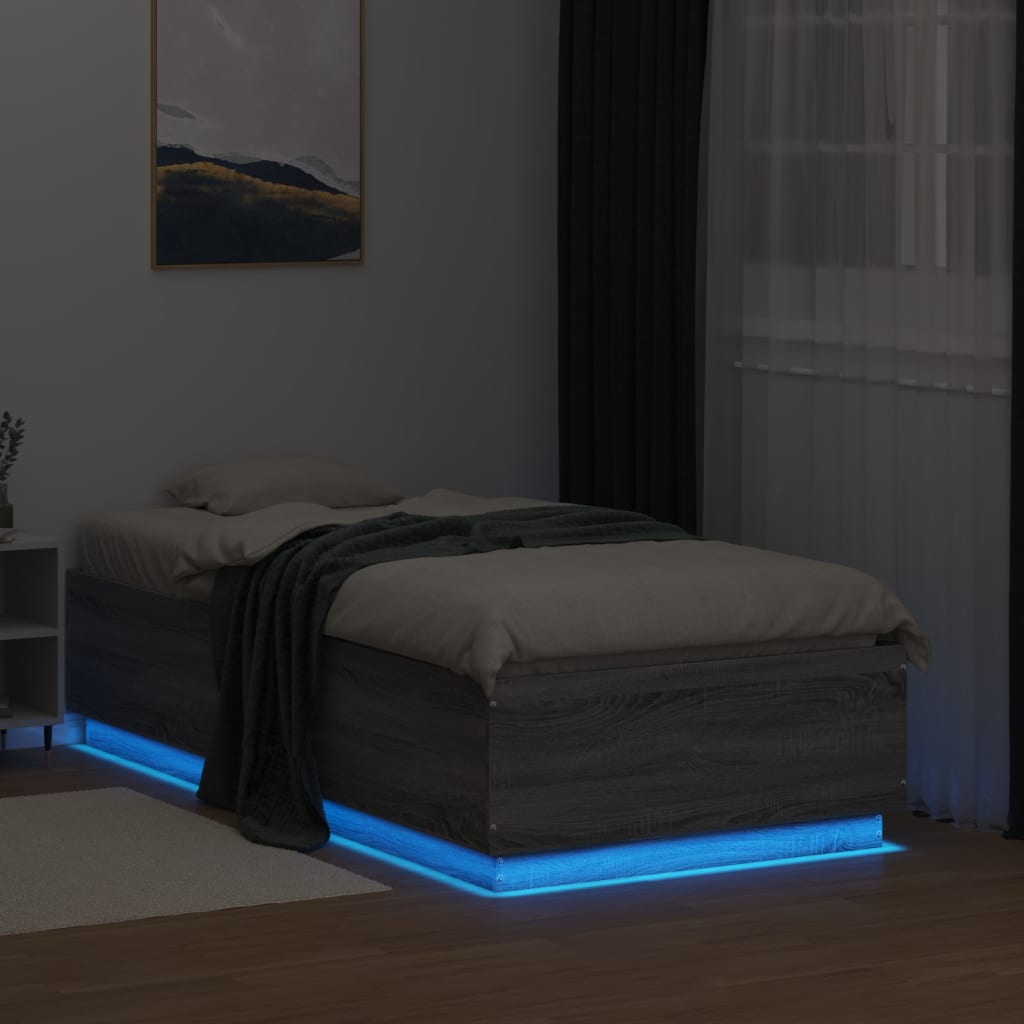 Okvir za krevet s LED svjetlima 75x190 cm od konstruiranog drva
