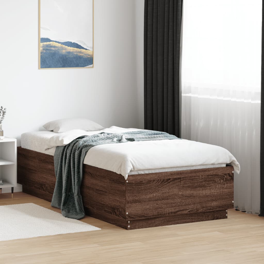 Okvir krevet s LED svjetlima 75x190 cm od konstruiranog drva