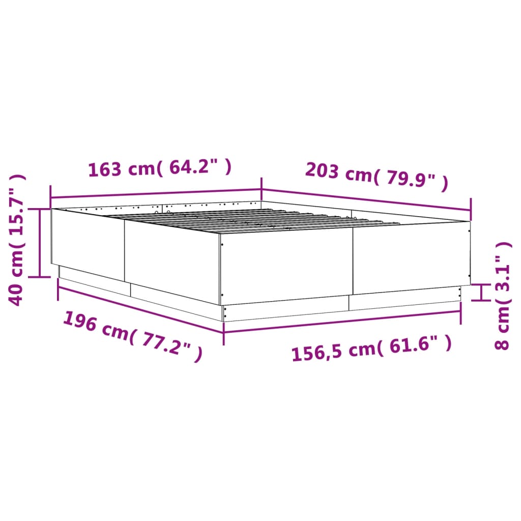 Okvir kreveta boja hrasta 160 x 200 cm od konstruiranog drva