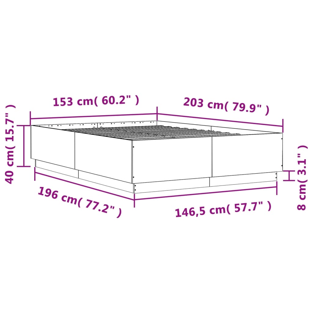 Okvir za krevet boja hrasta 150x200 cm konstruirano drvo