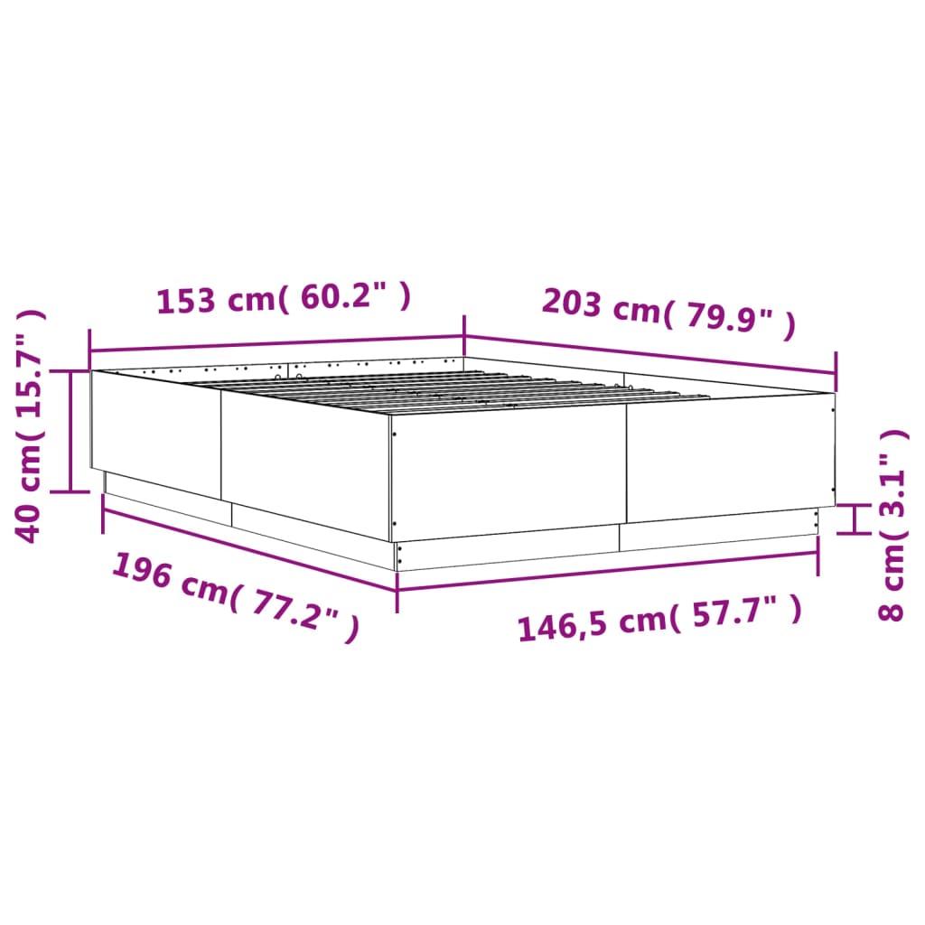 Okvir kreveta boja betona 150x200 cm od konstruiranog drva