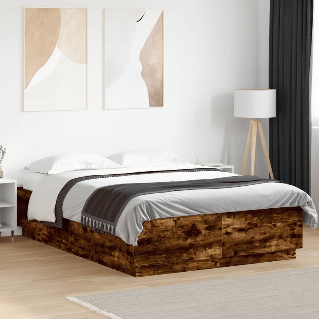 Okvir za krevet boja hrasta 150 x 200 cm konstruirano drvo