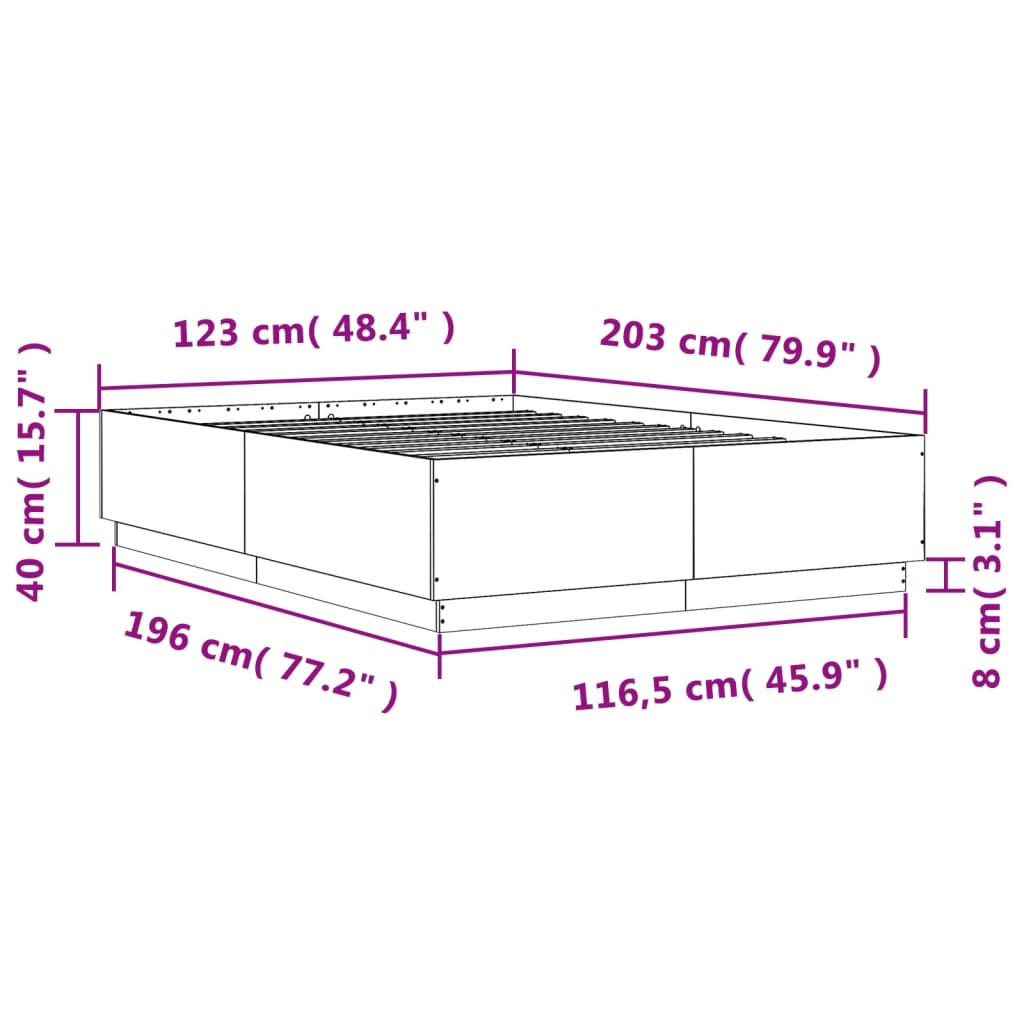 Okvir kreveta boja hrasta 120x200 cm od konstruiranog drva