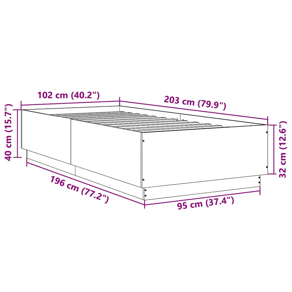 Okvir za krevet boja hrasta 100x200 cm od konstruiranog drva