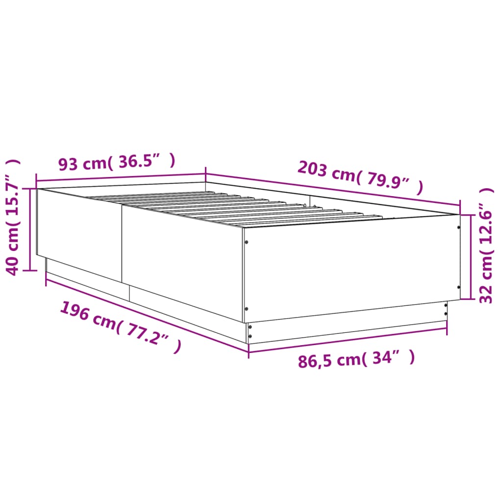 Okvir za krevet boja hrasta 90x200 cm od konstruiranog drva