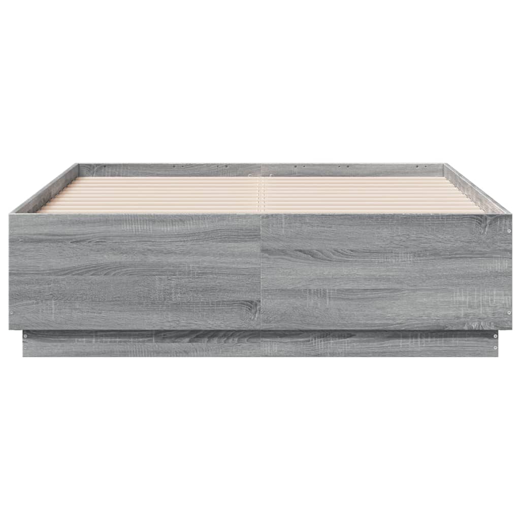 Okvir kreveta siva boja hrasta 135 x 190 cm konstruirano drvo