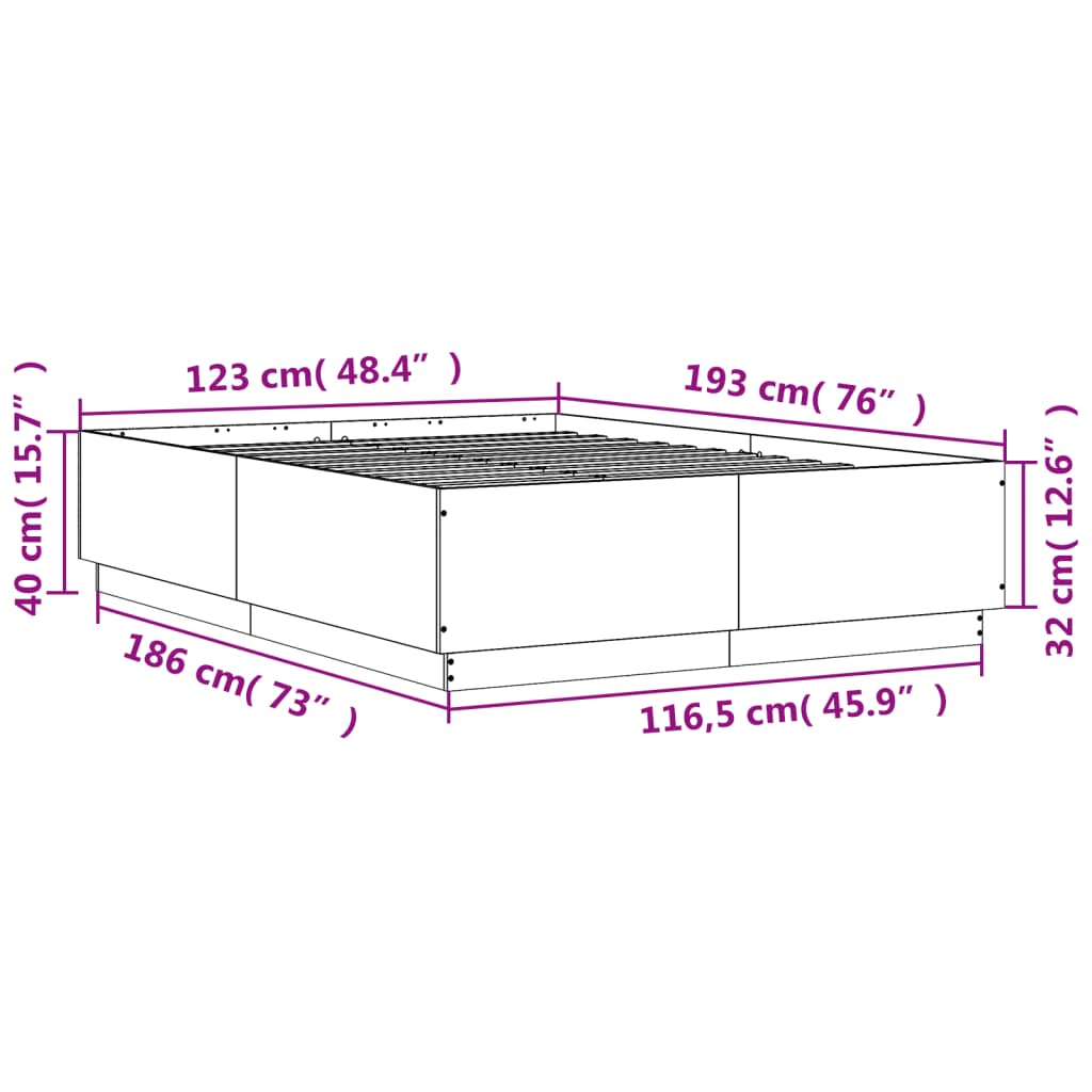 Okvir kreveta boja betona 120x190 cm od konstruiranog drva