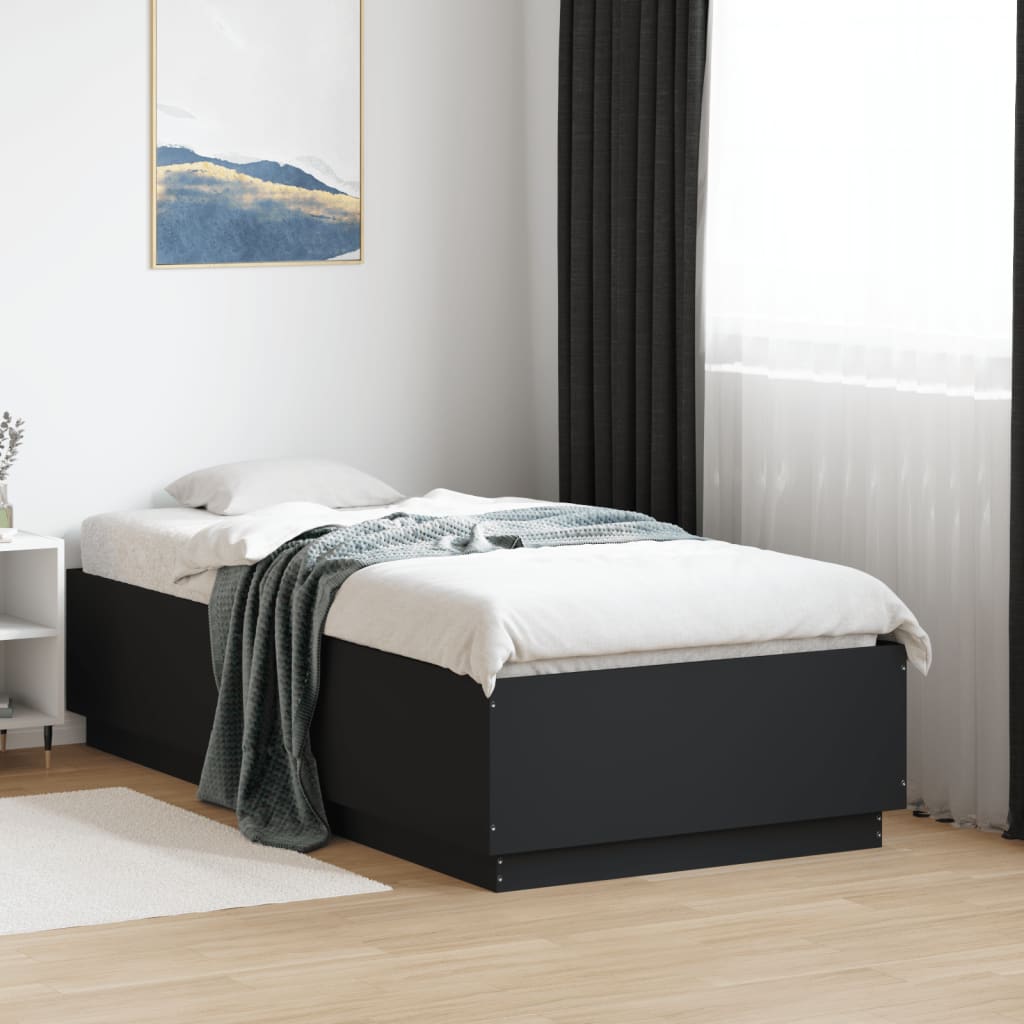 Okvir za krevet crni 90 x 190 cm od konstruiranog drva