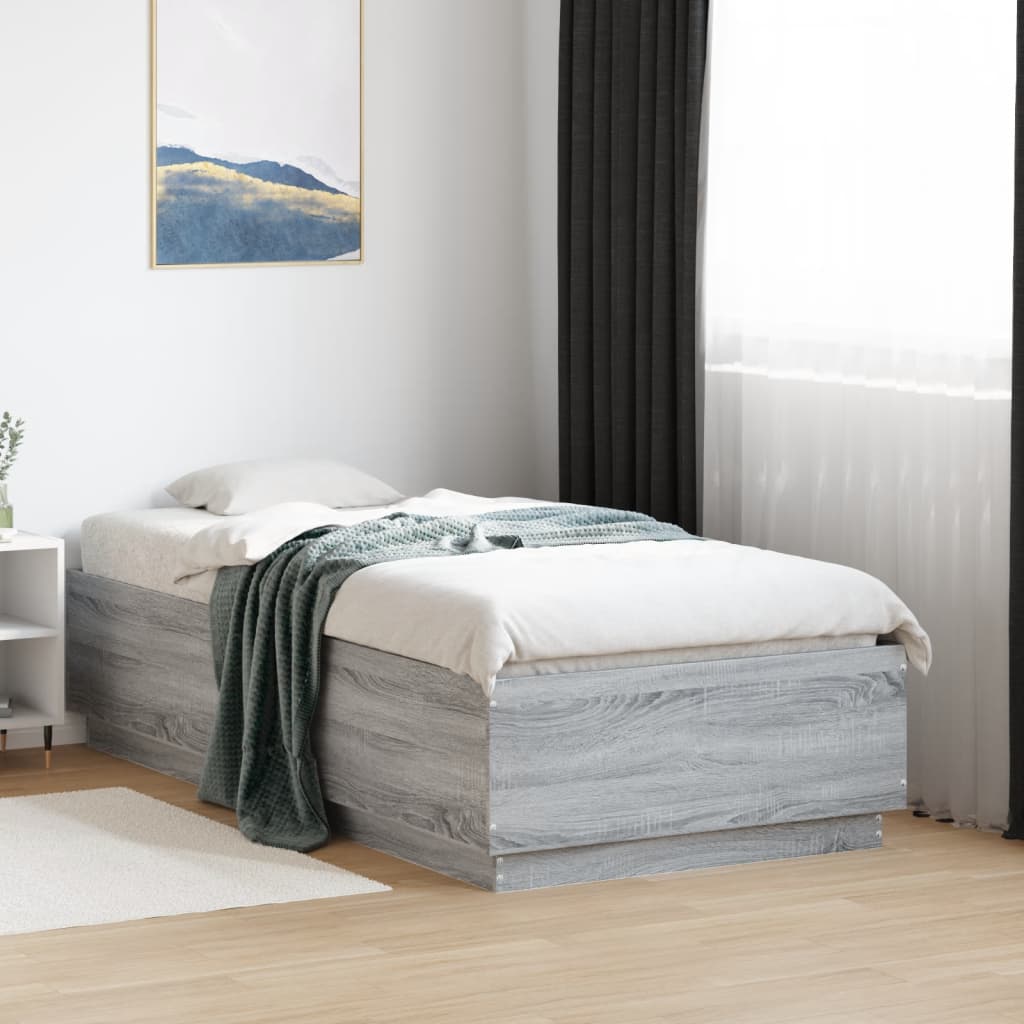Okvir za krevet boja hrasta 75 x 190 cm od konstruiranog drva