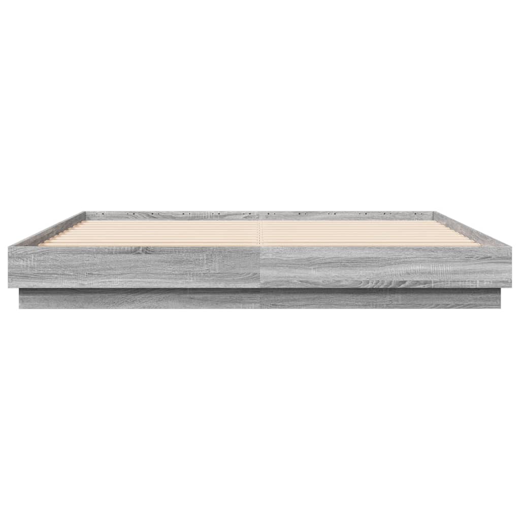 Okvir kreveta s LED svjetlima siva boja hrasta 200 x 200 cm