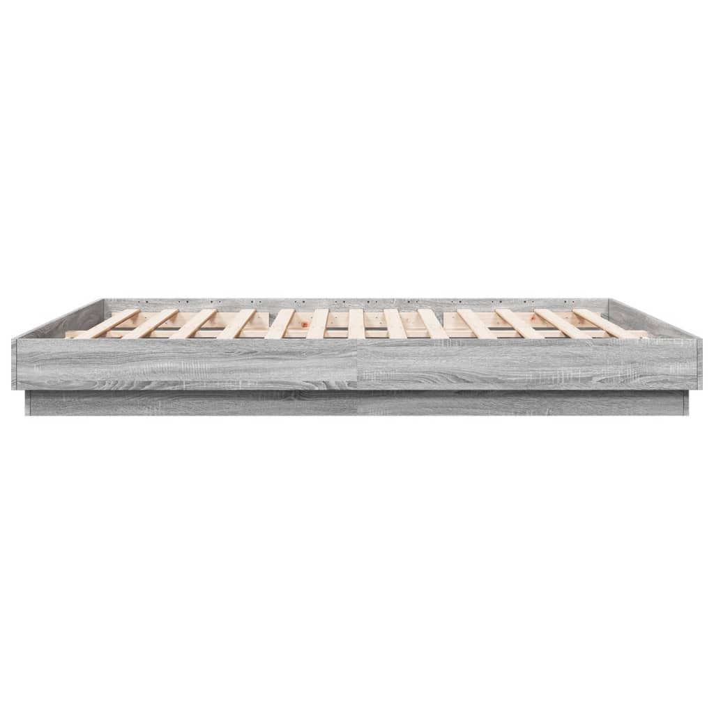 Okvir kreveta s LED svjetlima siva boja hrasta 200 x 200 cm