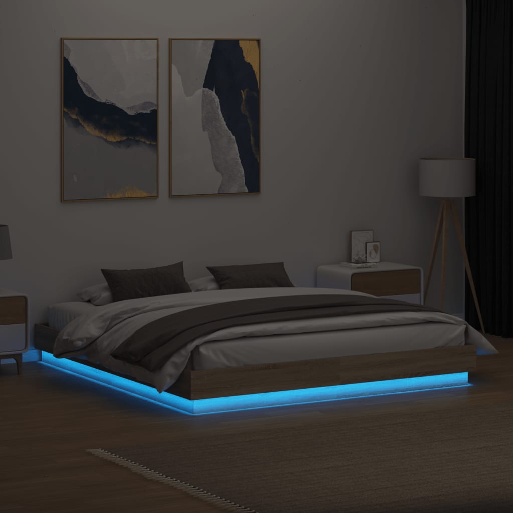Okvir kreveta s LED svjetlima boja hrasta sonome 180 x 200 cm