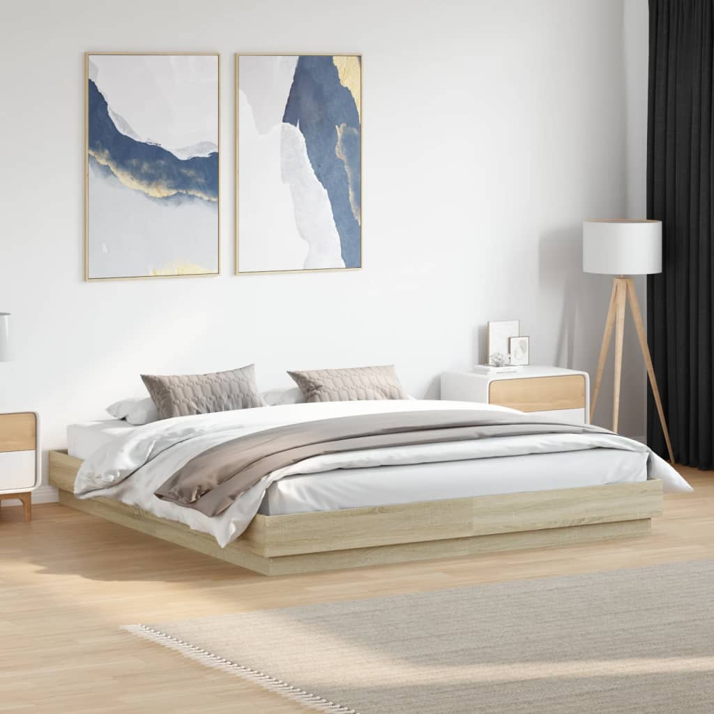 Okvir kreveta s LED svjetlima boja hrasta sonome 180 x 200 cm