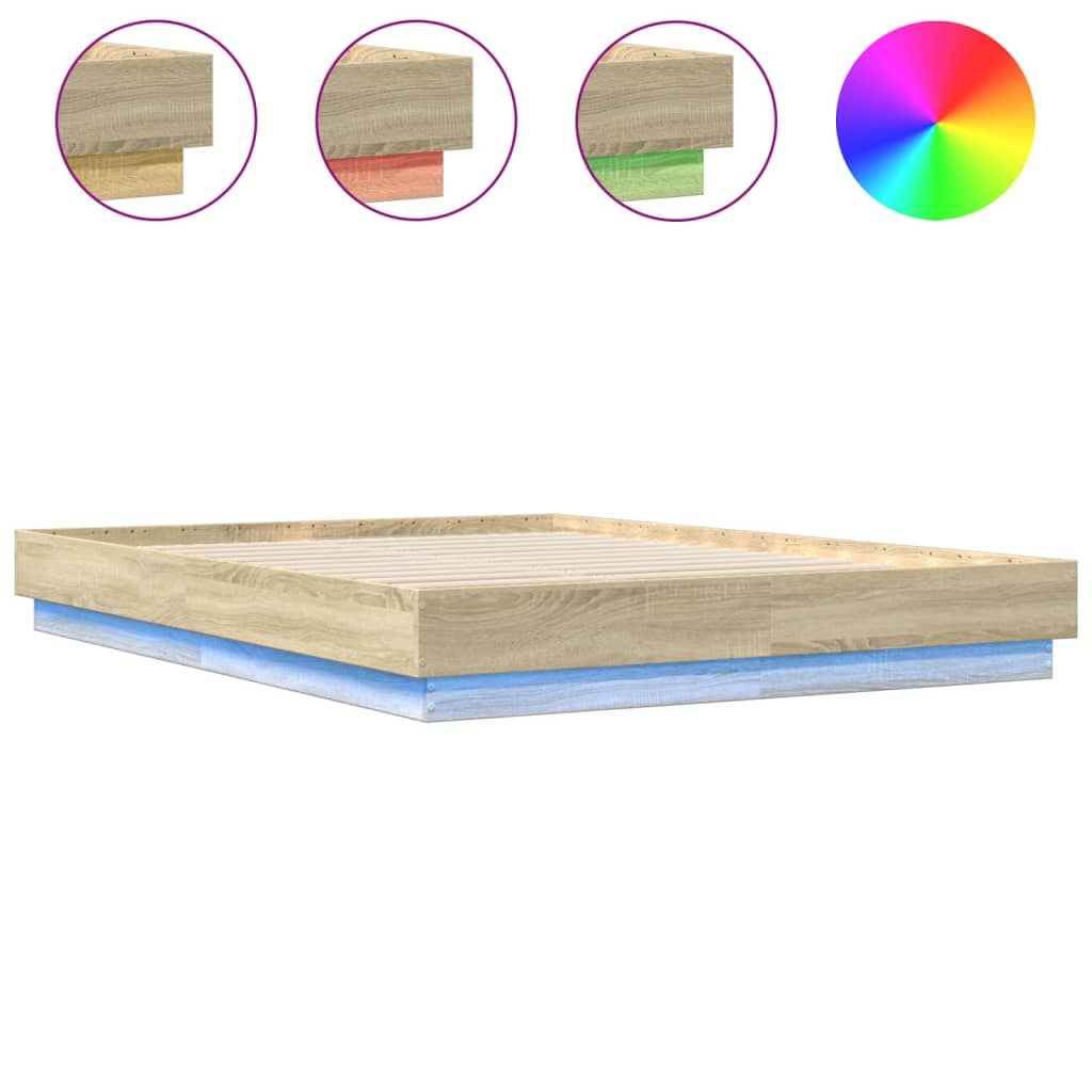 Okvir kreveta s LED svjetlima boja hrasta sonome 160 x 200 cm