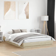 Okvir kreveta s LED svjetlima boja hrasta sonome 160 x 200 cm
