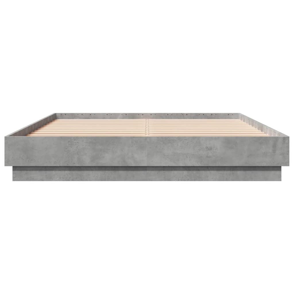 Okvir kreveta s LED svjetlima siva boja betona 150 x 200 cm