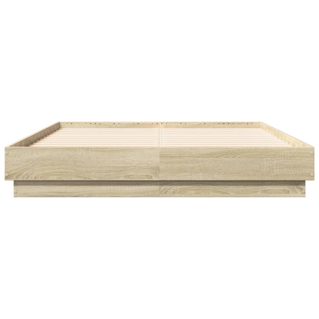 Okvir kreveta s LED svjetlima boja hrasta sonome 135 x 190 cm