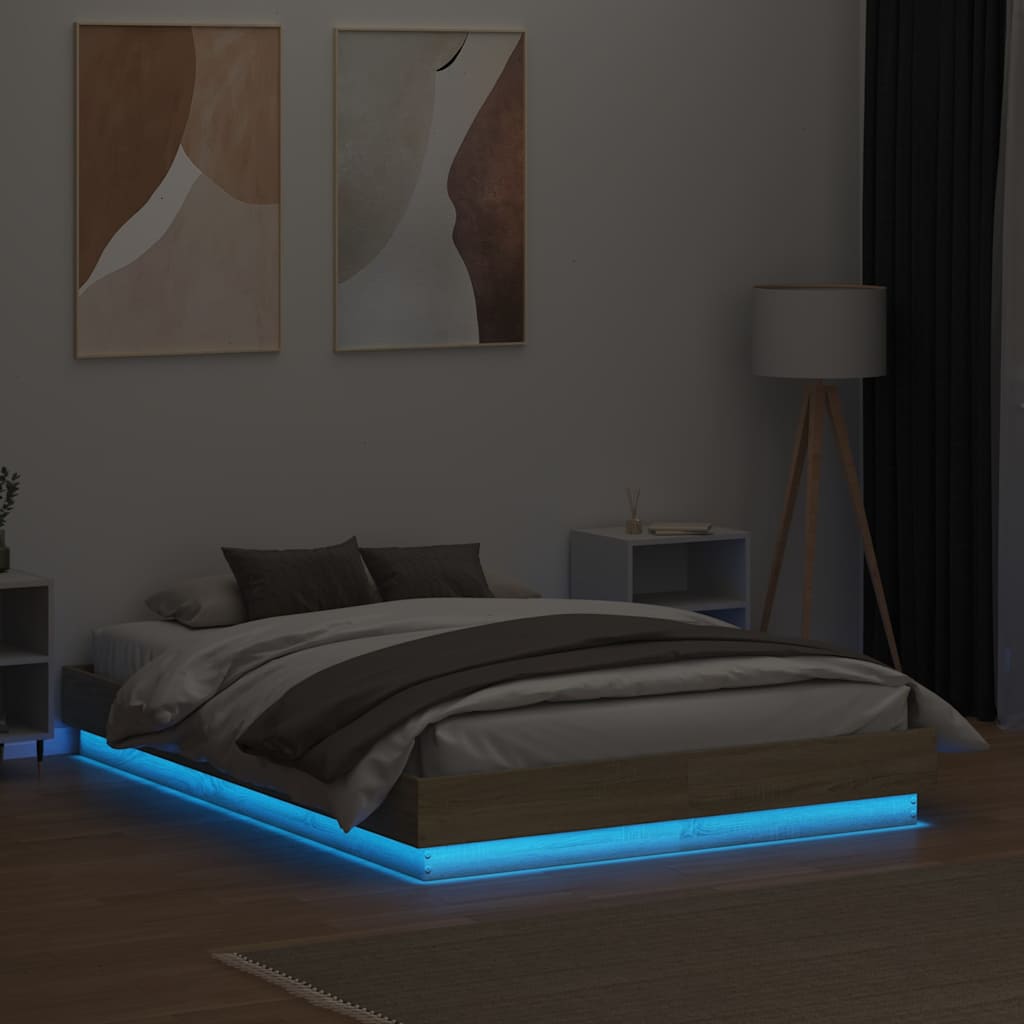Okvir kreveta s LED svjetlima boja hrasta sonome 120 x 190 cm