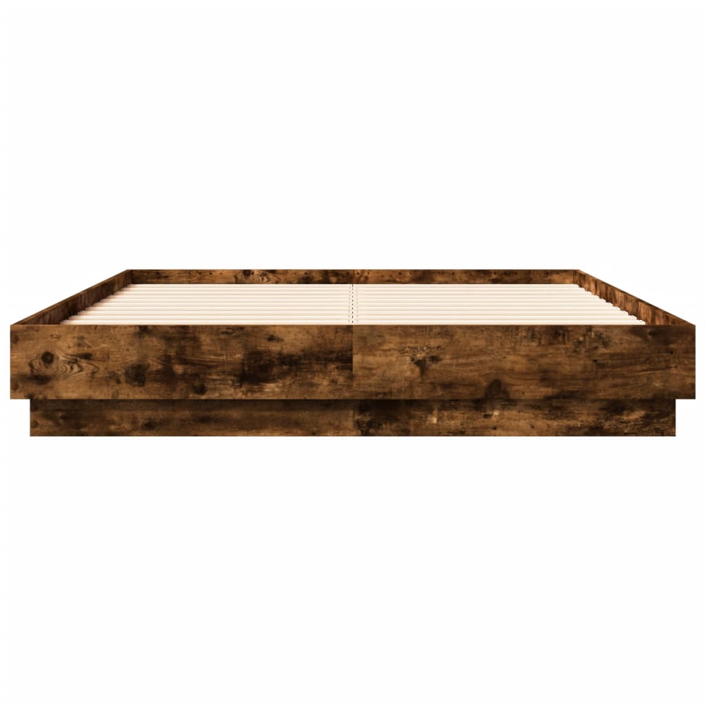Okvir kreveta s LED svjetlima dimljena boja hrasta 120 x 190 cm