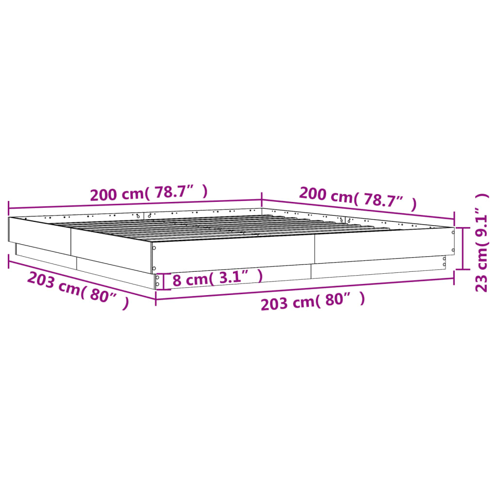 Okvir za krevet boja hrasta 200x200 cm od konstruiranog drva