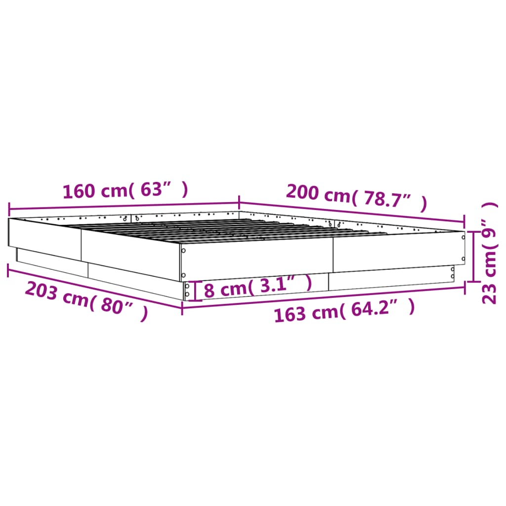 Okvir kreveta boja hrasta 160 x 200 cm od konstruiranog drva