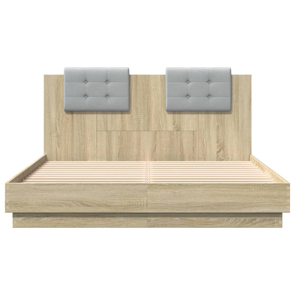 Okvir za krevet s uzglavljem boja hrasta 140x200 cm drveni