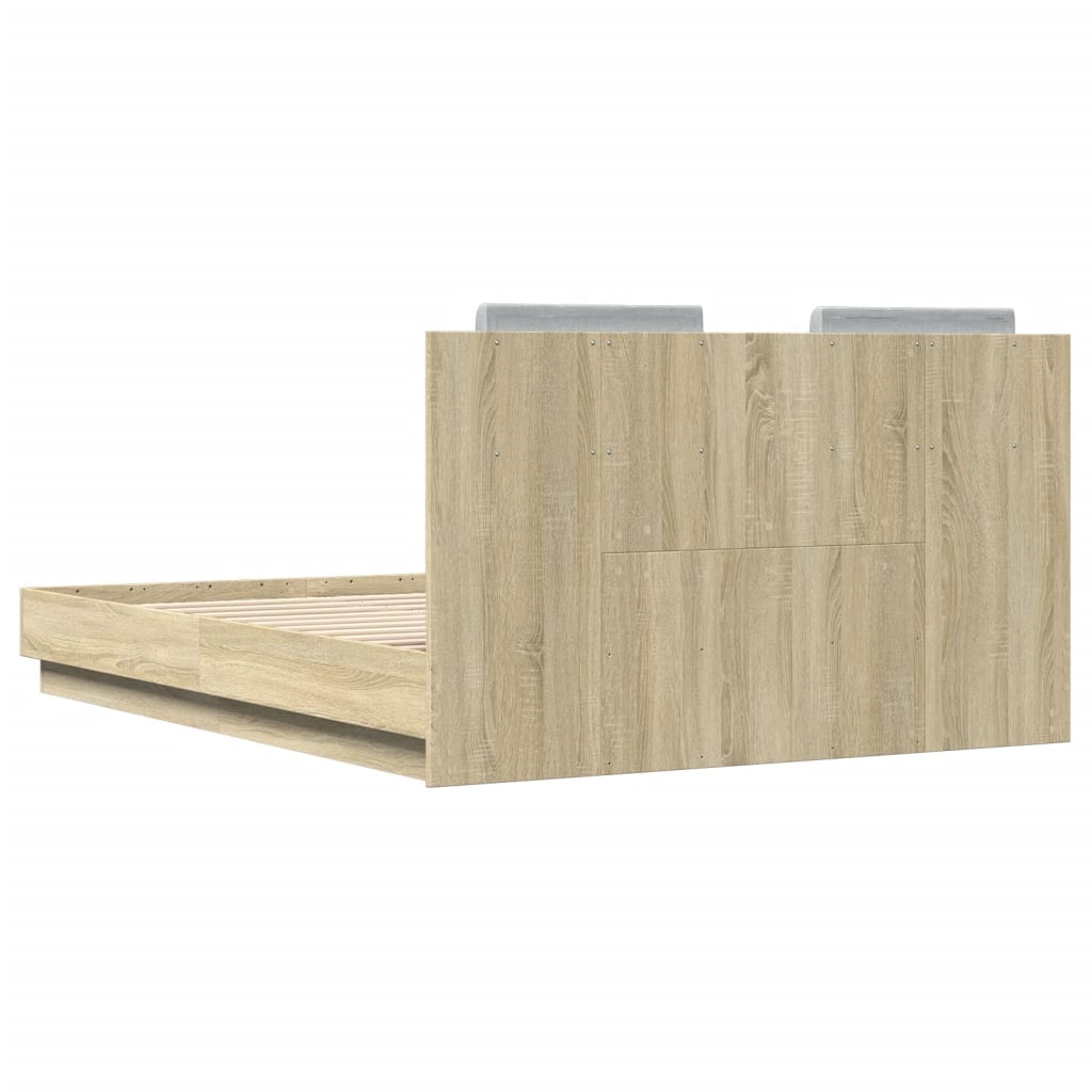Okvir za krevet s uzglavljem boja hrasta 135x190 cm drveni